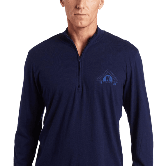 Nautica Men's Sleepwear Quarter Zip Knit Seaworthy
